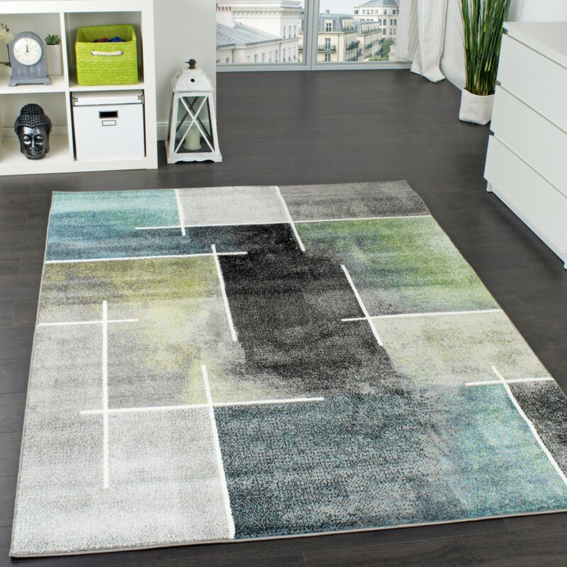 17 Stories Leifsson Grey Turquoise Black Rug Reviews Wayfair Co Uk   Black Rug 